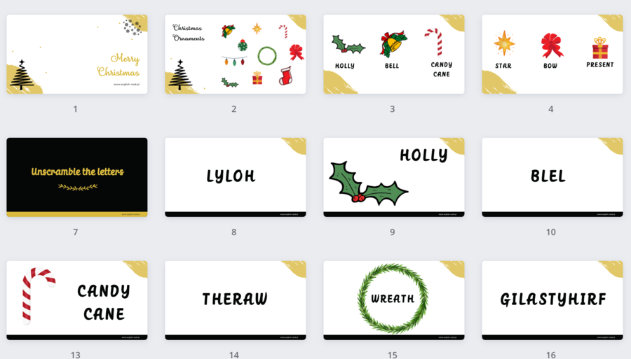 Merry Christmas - prezentacja świąteczna z ćwiczeniami online/offline dla klas 2 i 3