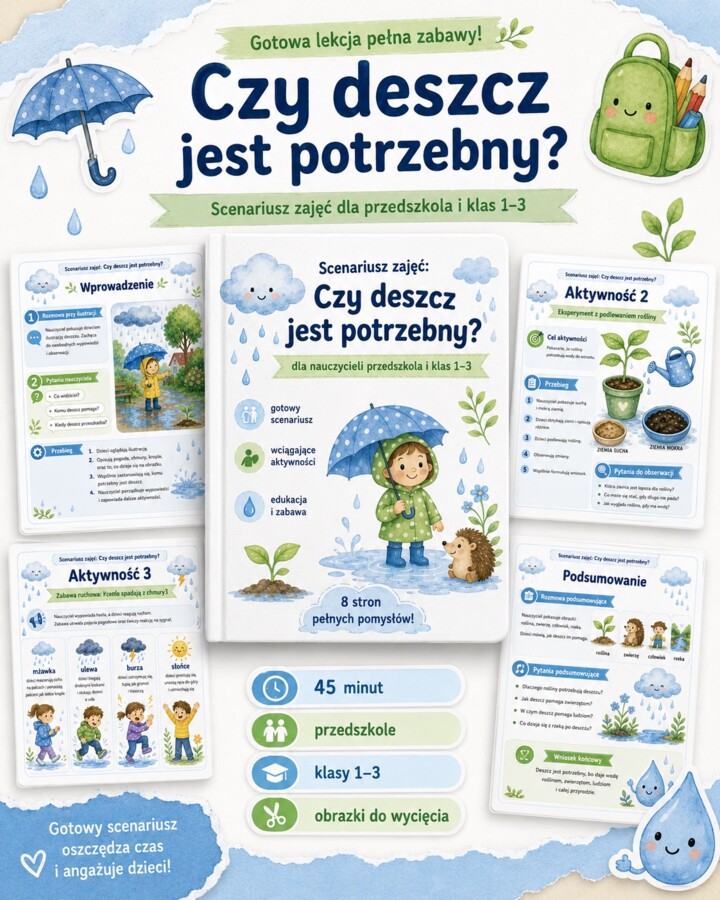 Scenariusz zajęć. Czy deszcz jest potrzebny?