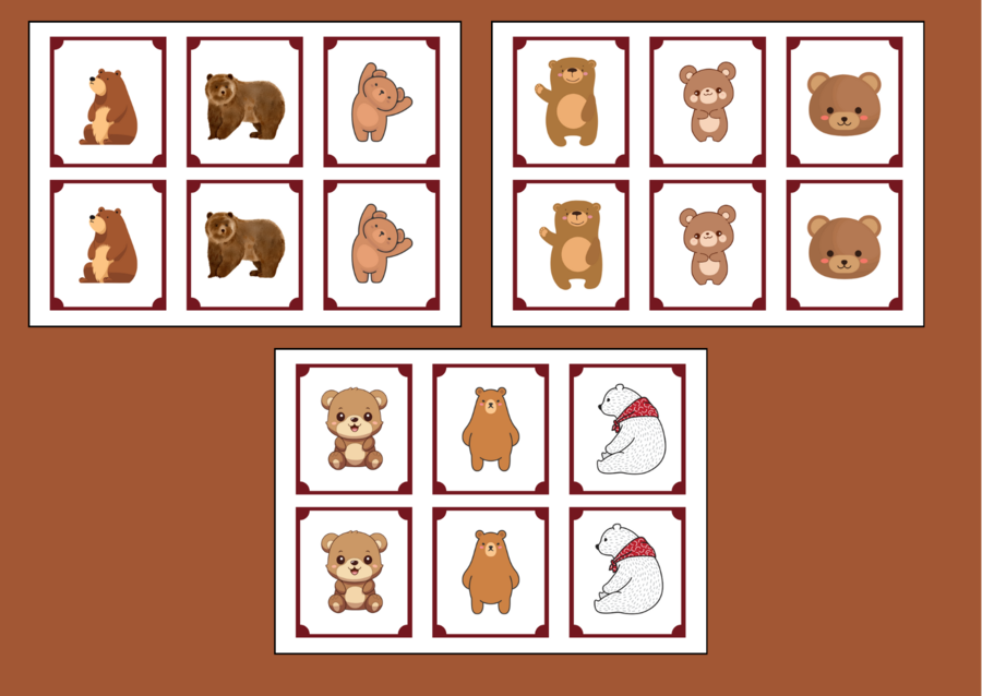 DZIEŃ NIEDŹWIEDZIA – memory – 36 szt. – biblioteka – świetlica – przedszkole