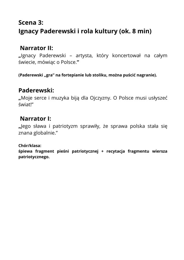 Ojcowie i Matki Niepodległości - Scenariusz Akademii