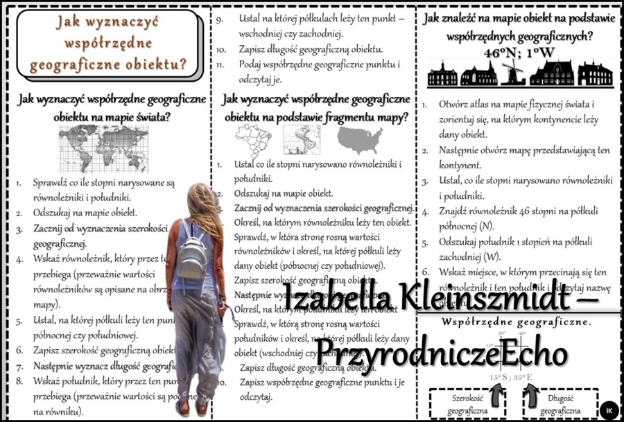 Książeczka/sketchnotka/notatka/wklejka/ściąga dla ucznia i przypomnienie dla nauczyciela/edukacja domowa. Temat „Czym są południki i równoleżniki?”, „Czym są współrzędne geograficzne?” w pdf. Geografia 6, dział „Współrzędne geograficzne”. Materiał wykona