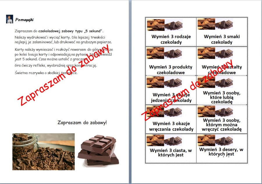 ?Czekoladowa gra typu 5-sekund