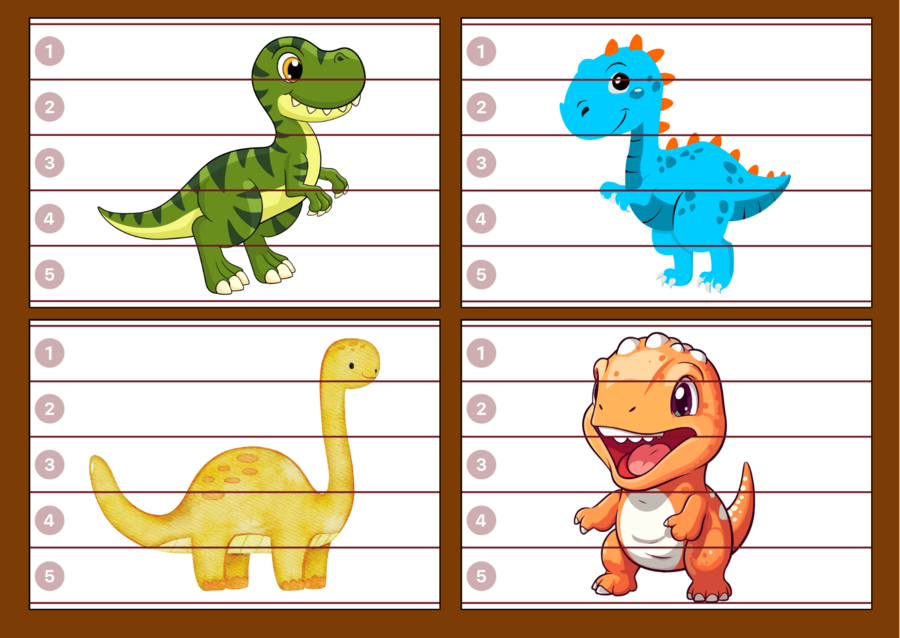 DZIEŃ DINOZAURA - puzzle – biblioteka – świetlica – przedszkole – 12 wersji