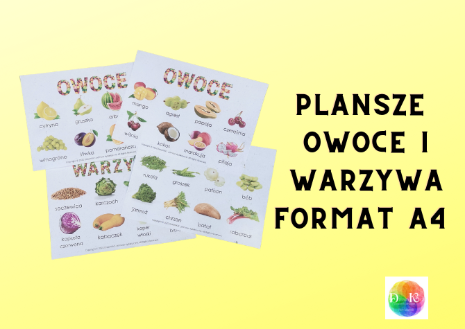 PLANSZE DEMONSTRACYJNE WARZYWA I OWOCE - format A4