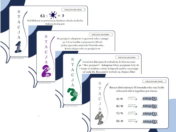 Pomysł na lekcję - stacje zadaniowe Tabliczka mnożenia.