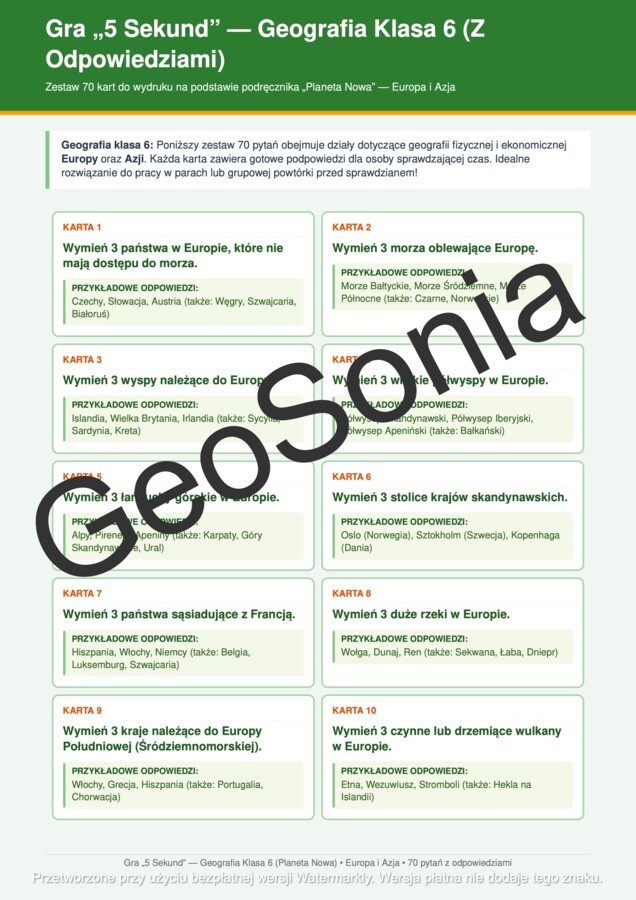 Geograficzne 5 sekund klasa 6