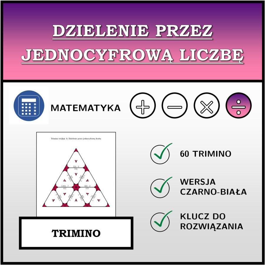 Trimino - Dzielenie przez jednocyfrową liczbę | matematyka