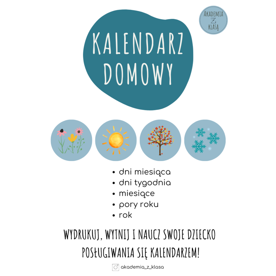 KALENDARZ DOMOWY - do powieszenia na lodówce/tablicy magnetycznej/tablicy korkowej
