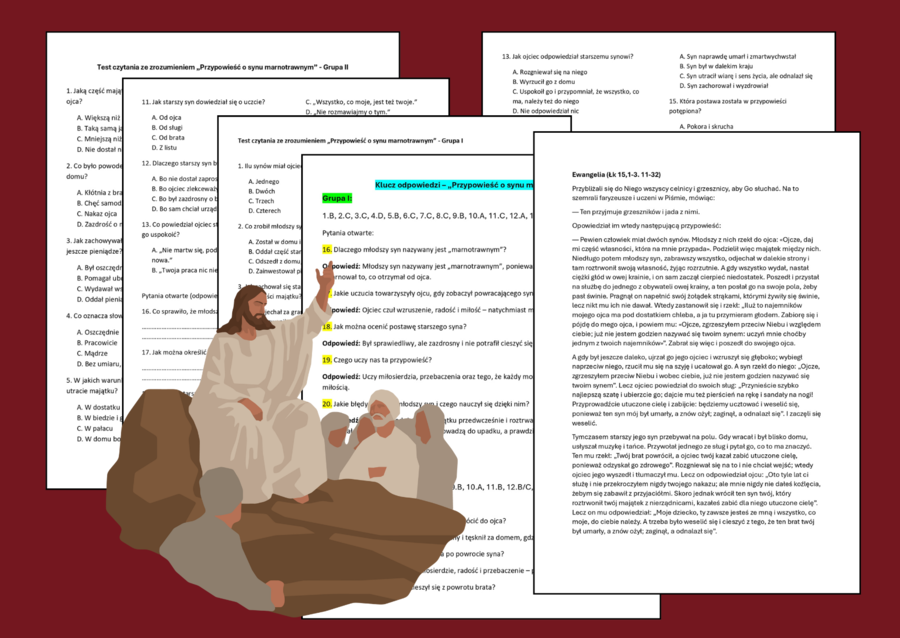 📖🕊️Test - CZYTANIE ZE ZROZUMIENIEM – „Przypowieść o synu marnotrawnym” 🌿 - kl. 5-6 - sprawdzian