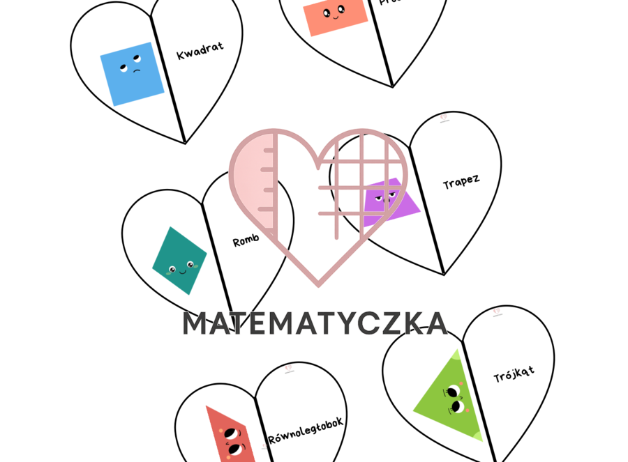 Serduszkowe Pary Walentynki Rozpoznawanie Figur Płaskich Geometrycznych - Matematyczka Martyna Rozalia