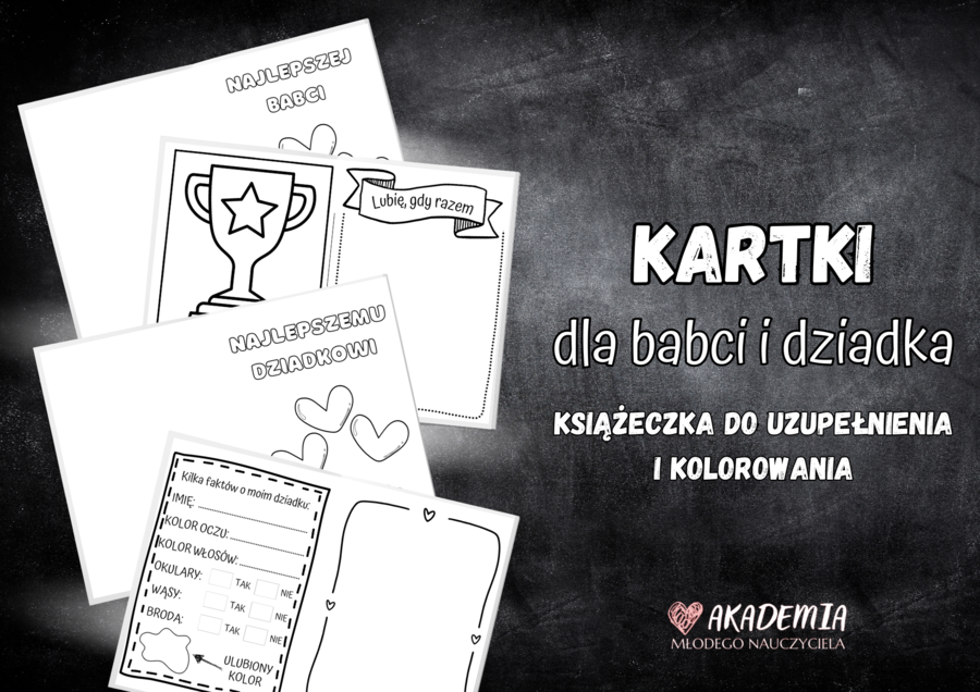 KARTKI DLA BABCI I DZIADKA - KSIĄŻECZKA DO UZUPEŁNIENIA