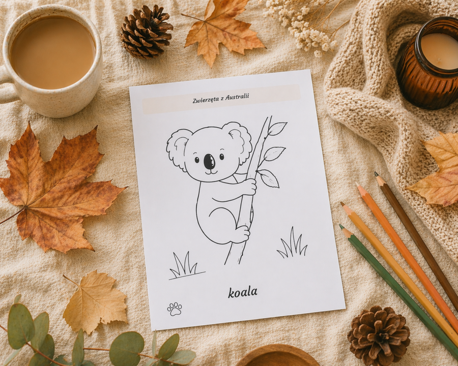 Kolorowanka: Zwierzęta z Australii