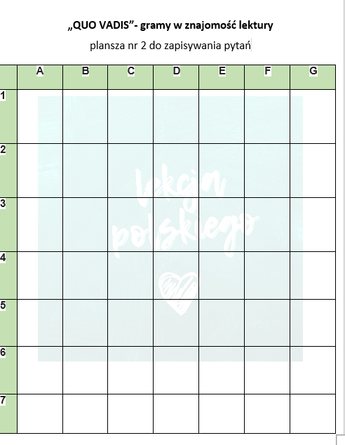 "QUO VADIS"- GRAMY W ZNAJOMOŚĆ LEKTURY
