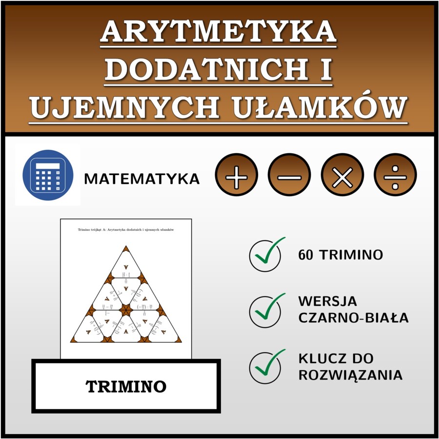 Trimino - Arytmetyka dodatnich i ujemnych ułamków | matematyka