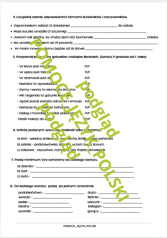 Dzień Języka Ojczystego - zadania dla kl. 6