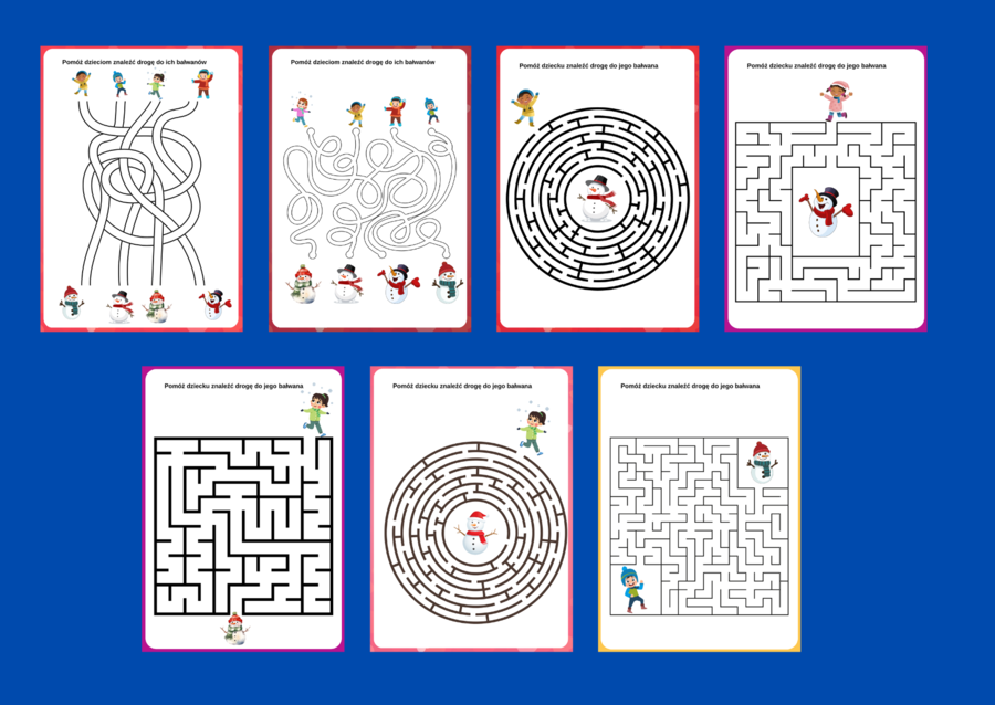 ZIMA – biblioteka – świetlica – przedszkole – labirynty – labirynt – 15 wersji