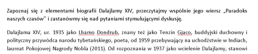 Karta pracy - wiersz Dalajlamy