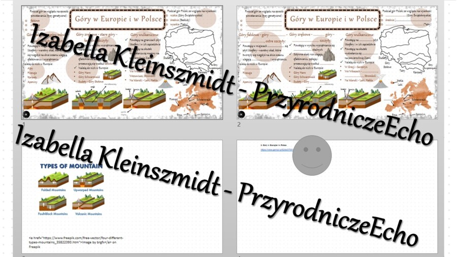 Minizestaw na temat „Góry w Europie i Polsce” – sketchnotka + karta pracy w power point + gratisowy link do prezentacji multimedialnej niekomercyjnej wykonanej w genial.ly do indywidualnego pobrania i użycia do celów niekomercyjnych. Geografia 7, „Środow