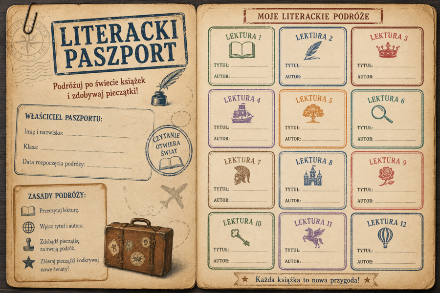 Paszport literacki = pieczątki/stemple lekturowe