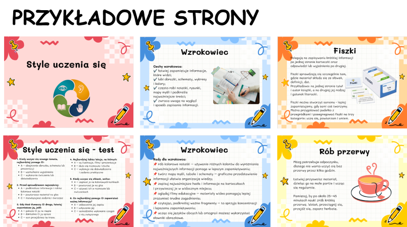 Style uczenia się, techniki zapamiętywania, efektywna nauka - gazetka, prezentacja