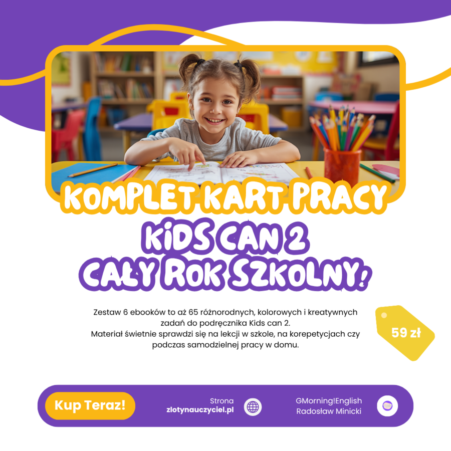 Zestaw kart pracy do Kids can 2 - cały rok szkolny