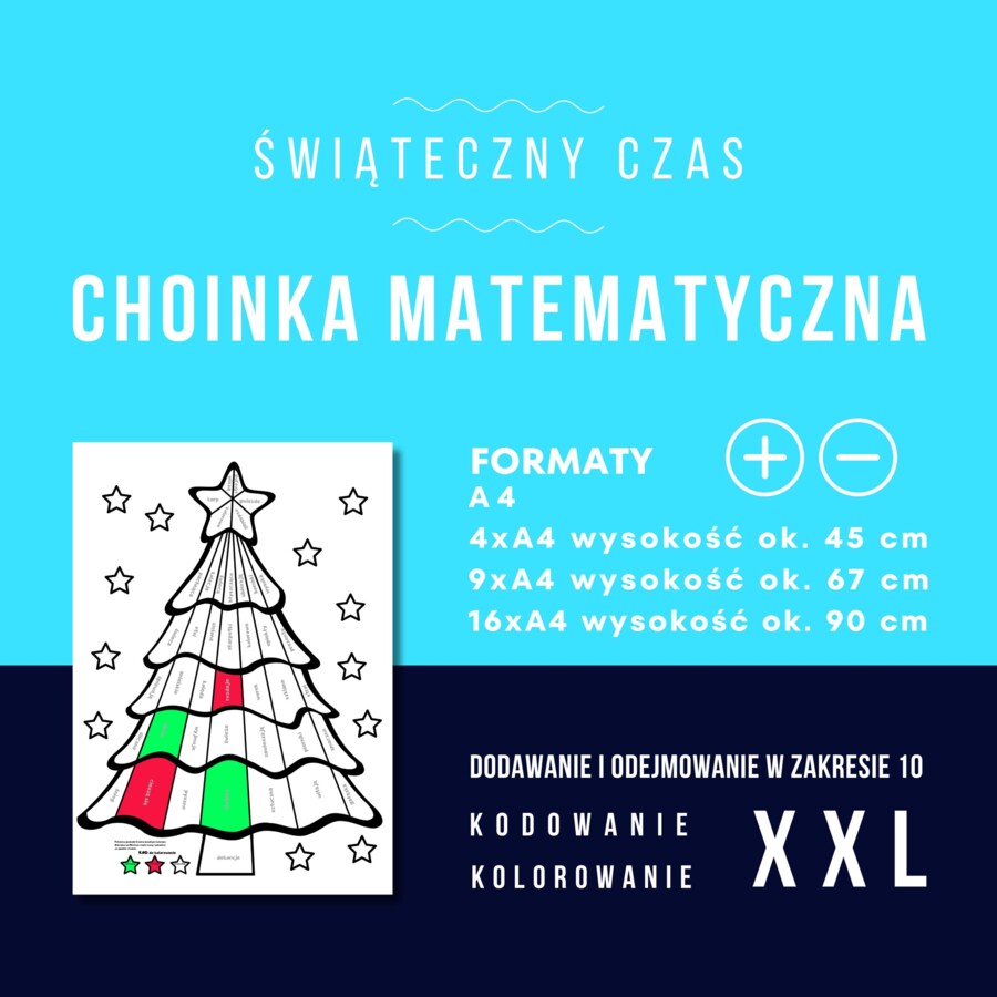 Choinka matematyczna xxl - aktywizująca kolorowanka