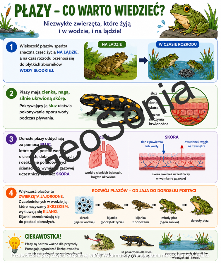 Płazy biologia klasa 6 sketchnotka