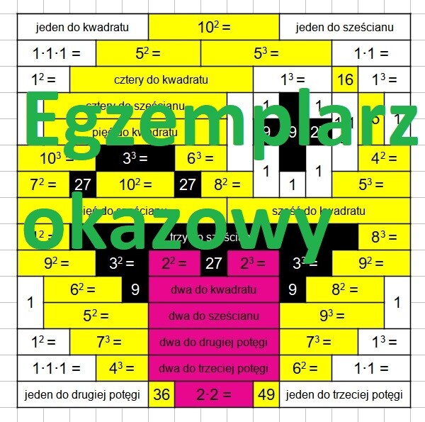 kwadraty i sześciany kolorowanka kodowanka