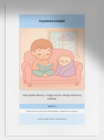 Karty obrazkowe „Co można robić, gdy pada?”