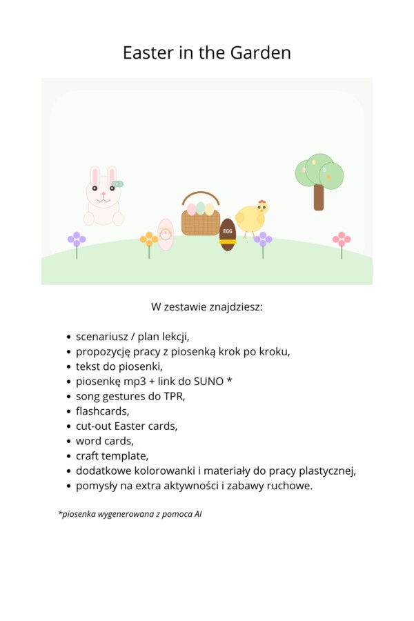 Easter in the garden - wielkanoc dla przedszzkola, angielski