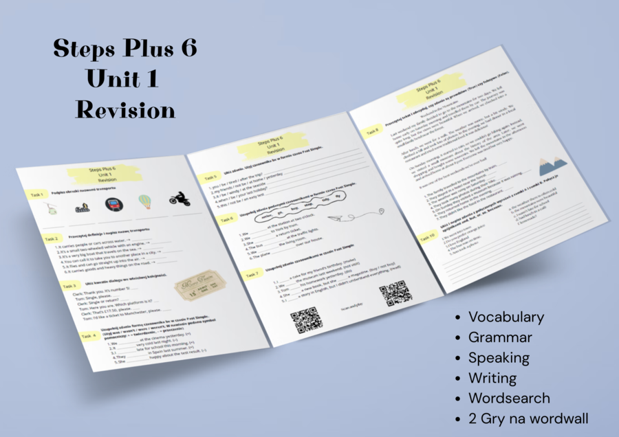 Steps Plus 6 Unit 1 - Revision - Słownictwo - Gramatyka - Speaking - gry na Wordwall