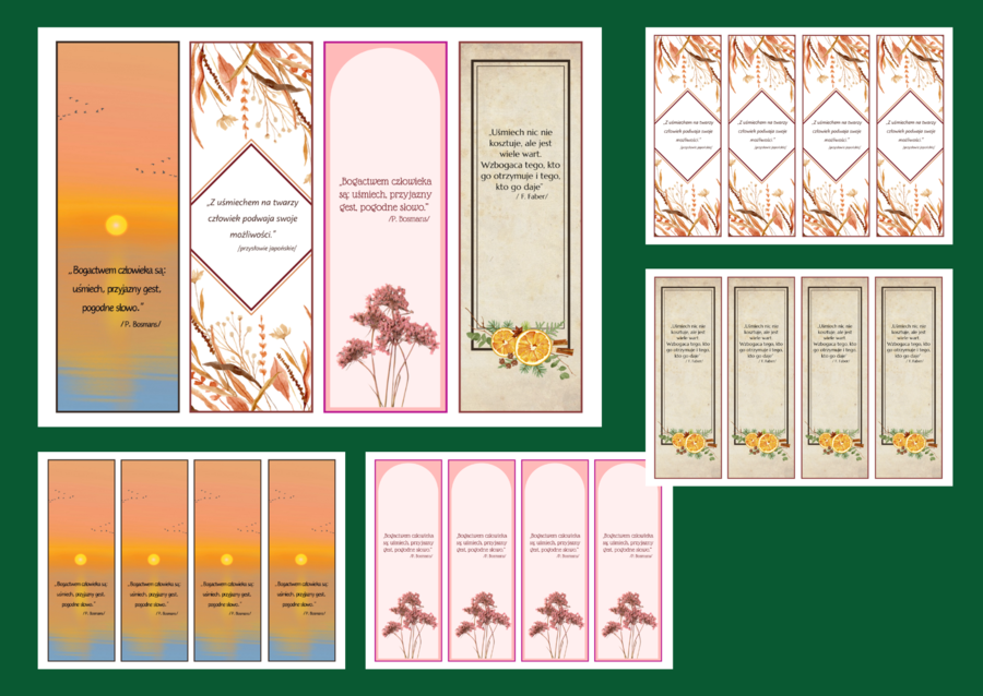 DZIEŃ ŻYCZLIWOŚCI I POZDROWIEŃ- Dzień Uśmiechu – cytaty – zakładki do książek – zakładka – wersja 2