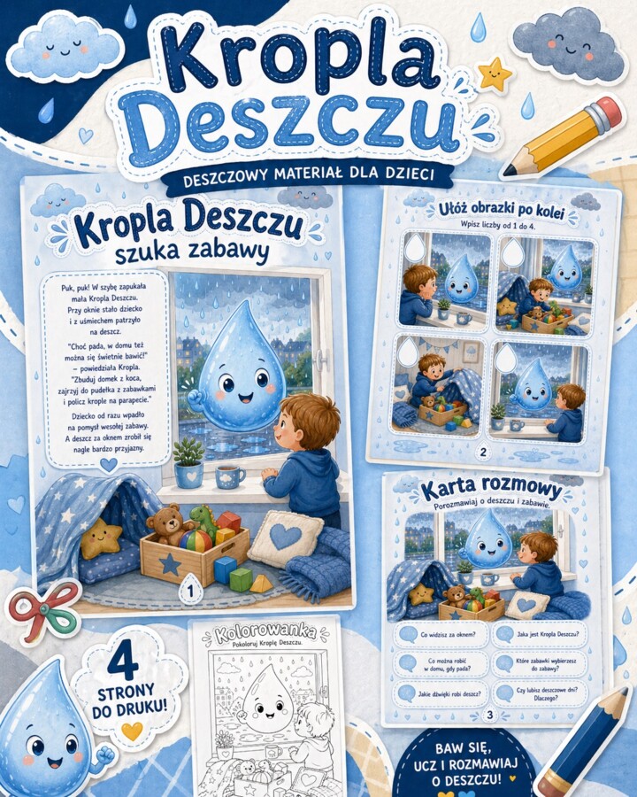Kropla deszczu szuka zabawy