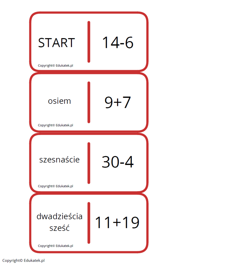 Domino – utrwalanie dodawania i odejmowania