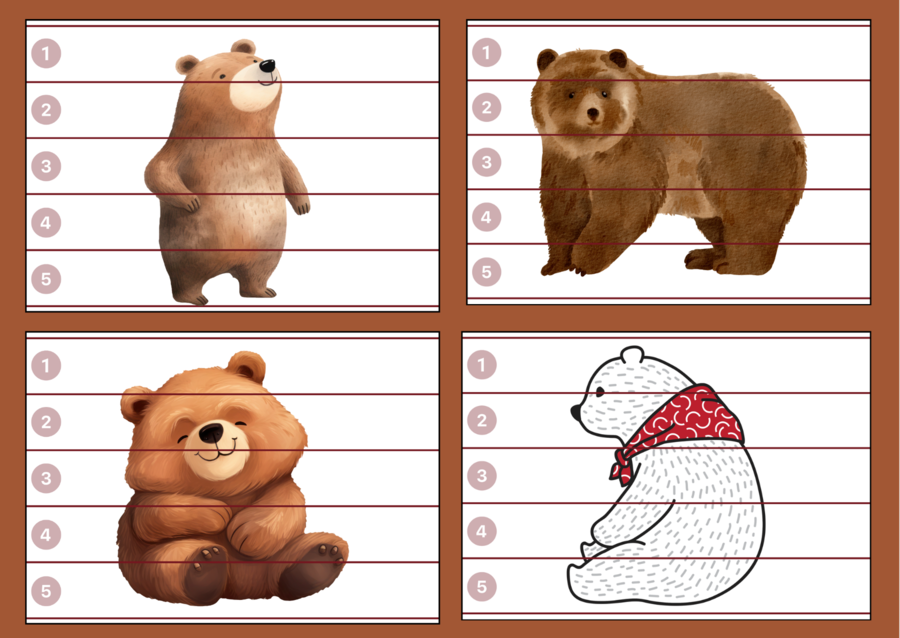 DZIEŃ NIEDŹWIEDZIA – puzzle – biblioteka – świetlica – przedszkole – 12 wersji