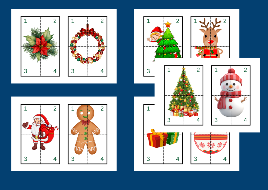 BOŻE NARODZENIE – puzzle – układanka- układanki – biblioteka – świetlica – przedszkole – 18 wersji