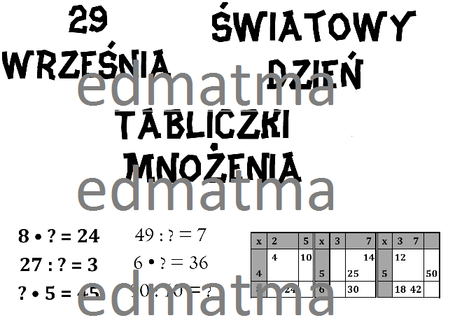 Dzień tabliczki mnożenia - gazetka szkolna (czarno-biała)