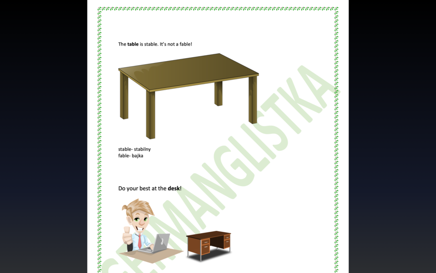 Rymowanki ułatwiające zapamiętywanie nazw podstawowych mebli po angielsku