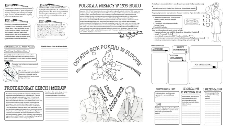 Zestaw 15 kart pracy: Ostatni rok pokoju w Europie przed II wojną światową