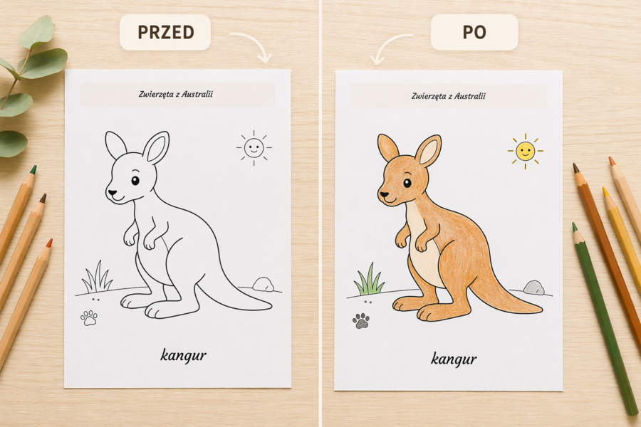 Kolorowanka: Zwierzęta z Australii