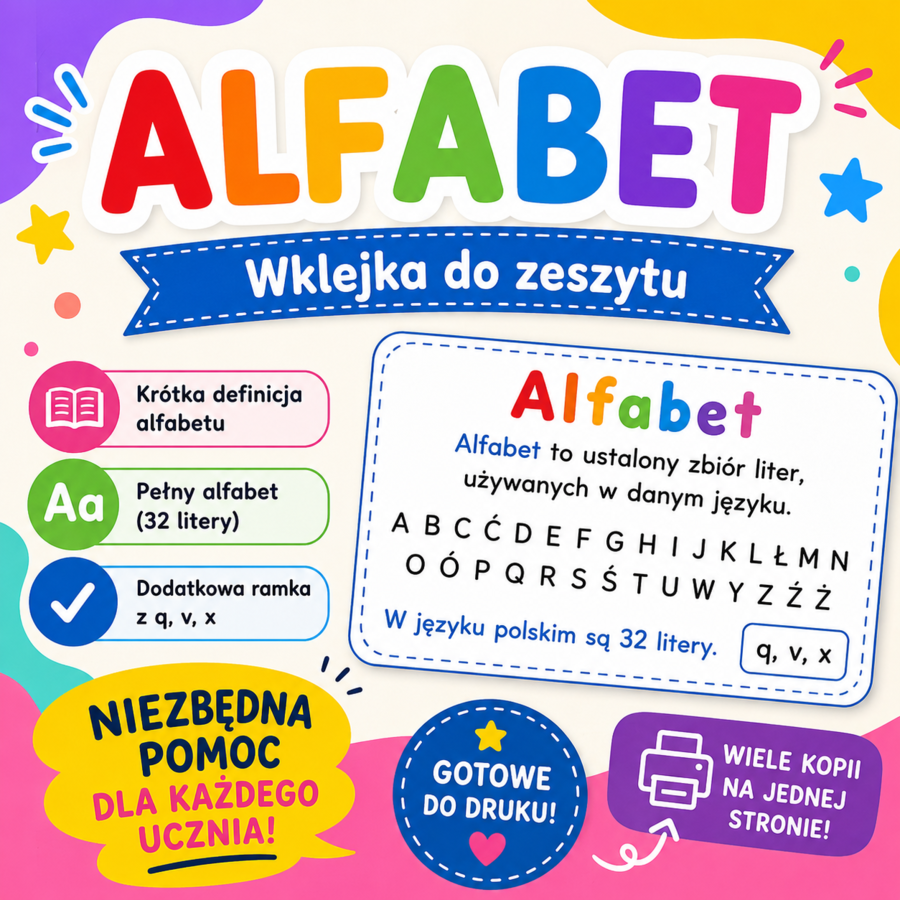 Wklejka. Alfabet [W świecie liter i głosek] [Zamieńmy słowo 4]