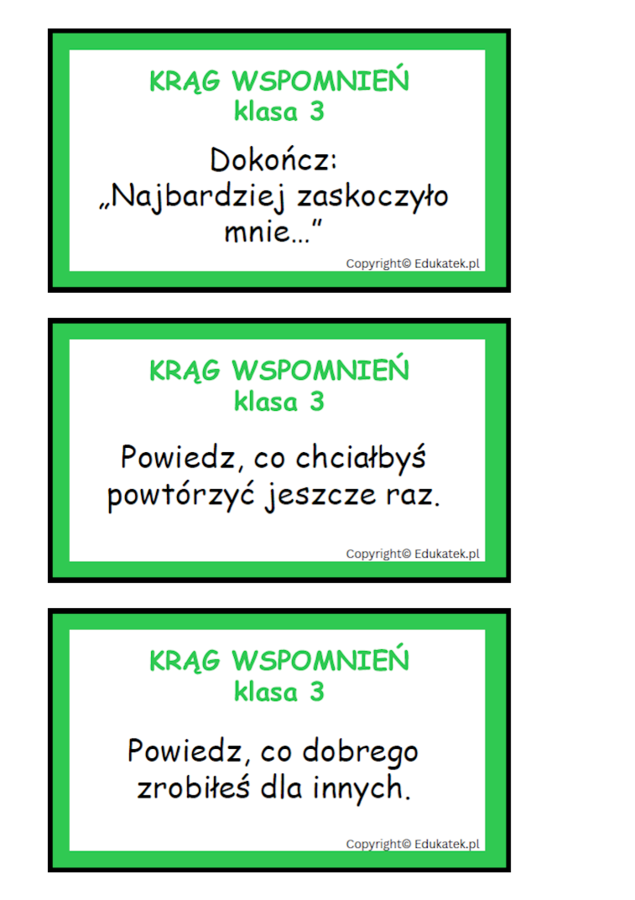 Krąg wspomnień – klasa 3 - zabawa integracyjna