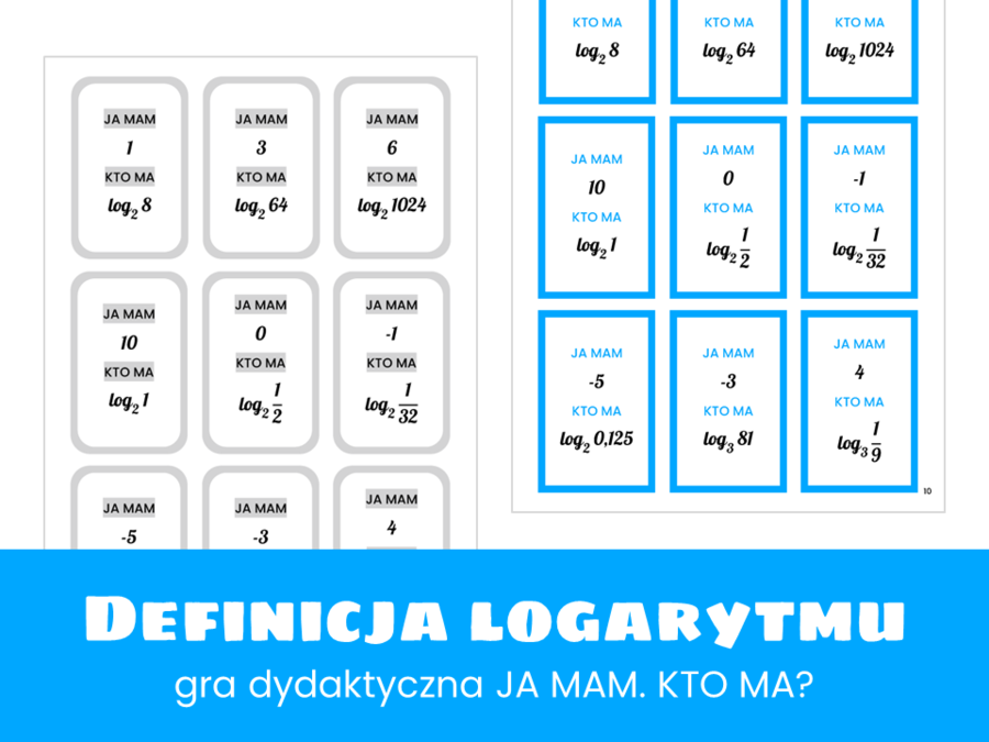 Matematyka. Definicja logarytmu. Gra dydaktyczna. Ja mam. Kto ma. Szkoła ponadpodstawowa