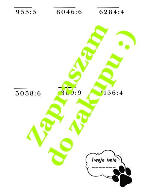 Mnożenie i dzielenie pisemne - karta pracy, kartkówka.