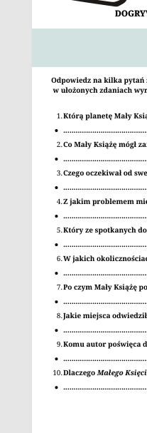 Lektury bez byków. Seria dyktand (nie tylko) dla ósmoklasisty. Mały Książę.