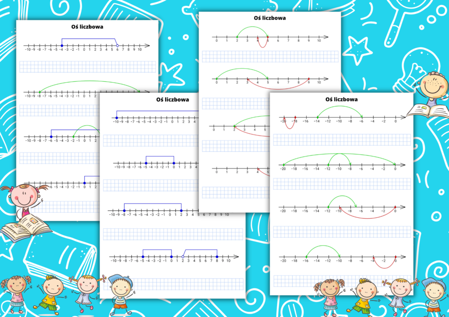 Oś liczbowa - poziom trudny.