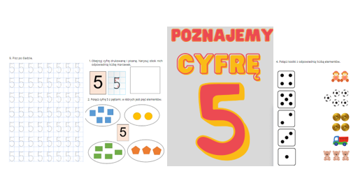 Cyfra 5 - ćwiczenia dla dzieci 4 5 6 lat