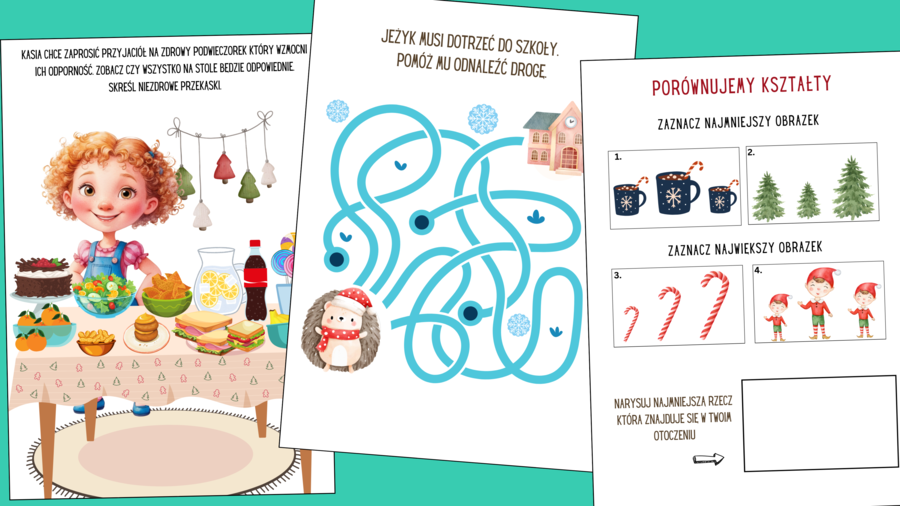 ZIMOWA PRZYGODA - KARTY PRACY DLA DZIECI W WIEKU PRZEDSZKOLNYM/ 30 STRON