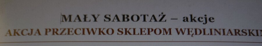 Mały Sabotaż - Akcja przeciwko sklepom wędliniarskim - karta pracy