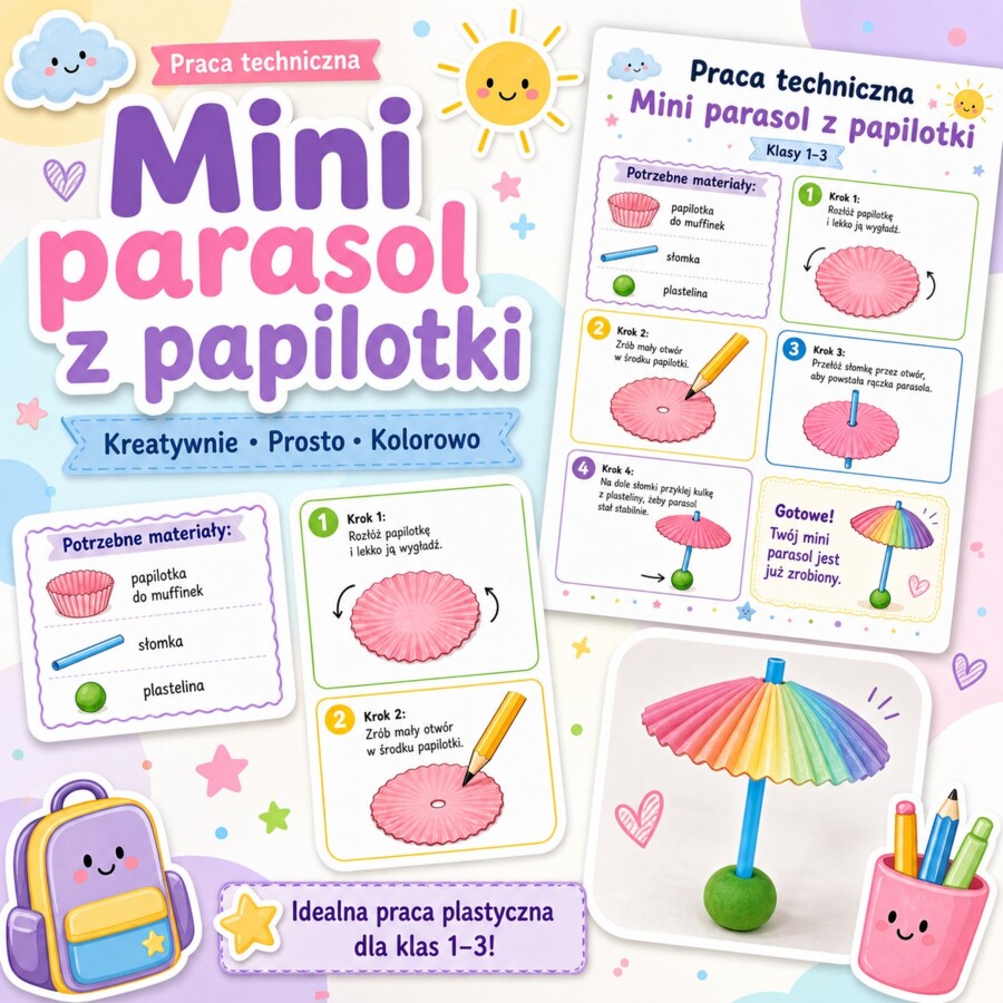 Mini parasol z papilotki